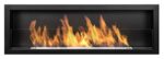 Bio cheminée noir mat S-Line 3D 120x40cm. Cheminée au bioéthanol 1200 mm à monter dans une ouverture murale. Biocheminée avec verre. Cheminée bio éthanol avec brûleur de 80 cm.