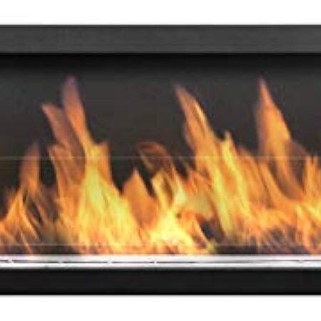 Bio cheminée noir mat S-Line 3D 120x40cm. Cheminée au bioéthanol 1200 mm à monter dans une ouverture murale. Biocheminée avec verre. Cheminée bio éthanol avec brûleur de 80 cm.