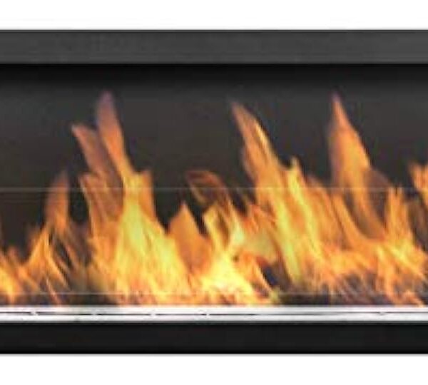 Bio cheminée noir mat S-Line 3D 120x40cm. Cheminée au bioéthanol 1200 mm à monter dans une ouverture murale. Biocheminée avec verre. Cheminée bio éthanol avec brûleur de 80 cm.