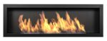 Bio cheminée noir S-Line 3D 120x40cm. Cheminée bio éthanol murale 1200x400mm noire mat. Une biocheminée à monter dans une ouverture murale. Cheminée au bioéthanol sans verre.