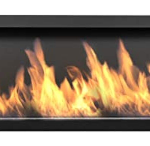 Bio cheminée noir S-Line 3D 120x40cm. Cheminée bio éthanol murale 1200x400mm noire mat. Une biocheminée à monter dans une ouverture murale. Cheminée au bioéthanol sans verre.