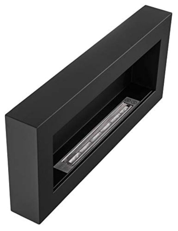 Bio cheminée noir Nice-House Box 90x40cm. Cheminée bio éthanol murale 900x400mm noire. Une biocheminée en forme de boîte à accrocher au mur. Cheminée au bioéthanol sans verre. – Image 2