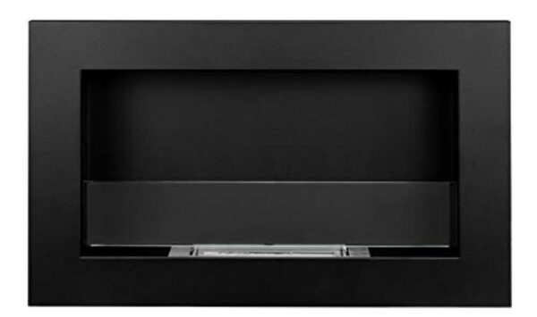 Bio cheminée noir mat SLIM 65x40cm. Cheminée au bioéthanol à suspendre directement au mur ou à monter dans une ouverture murale. Biocheminée avec verre. Cheminée bio éthanol suspendue – Image 3