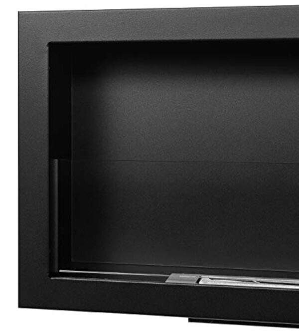 Bio cheminée noir mat S-Line 3D 120x40cm. Cheminée au bioéthanol 1200 mm à monter dans une ouverture murale. Biocheminée avec verre. Cheminée bio éthanol avec brûleur de 80 cm. – Image 3