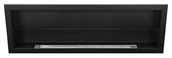 Bio cheminée noir mat S-Line 3D 120x40cm. Cheminée au bioéthanol 1200 mm à monter dans une ouverture murale. Biocheminée avec verre. Cheminée bio éthanol avec brûleur de 80 cm. – Image 4