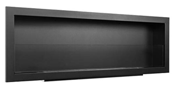 Bio cheminée noir mat S-Line 3D 120x40cm. Cheminée au bioéthanol 1200 mm à monter dans une ouverture murale. Biocheminée avec verre. Cheminée bio éthanol avec brûleur de 80 cm. – Image 5