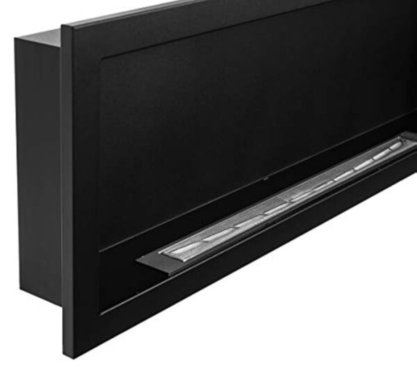 Bio cheminée noir S-Line 3D 120x40cm. Cheminée bio éthanol murale 1200x400mm noire mat. Une biocheminée à monter dans une ouverture murale. Cheminée au bioéthanol sans verre. – Image 5