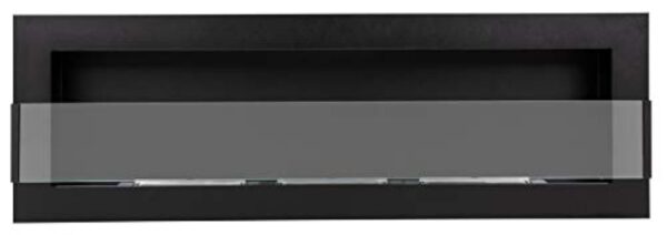 Bio cheminée noir mat Nice-House 120x40cm. Cheminée au bioéthanol à suspendre directement au mur ou à monter dans une ouverture murale. Biocheminée avec verre. Cheminée bio éthanol suspendue – Image 5