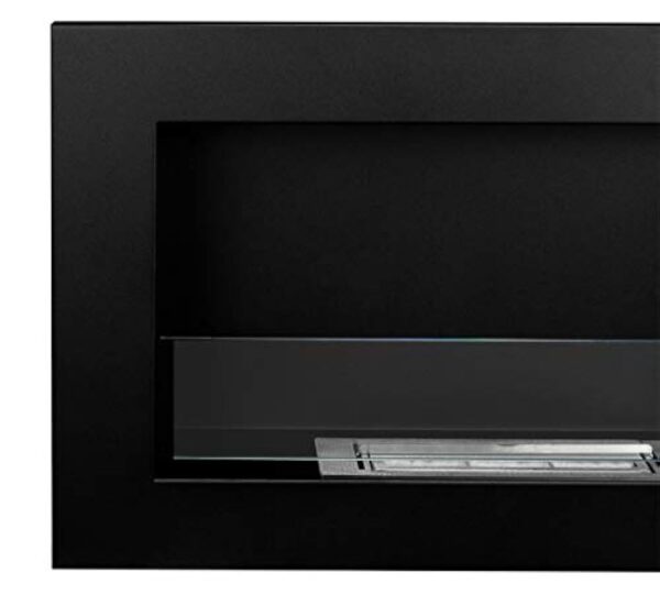 Bio cheminée noir mat SLIM 65x40cm. Cheminée au bioéthanol à suspendre directement au mur ou à monter dans une ouverture murale. Biocheminée avec verre. Cheminée bio éthanol suspendue – Image 6