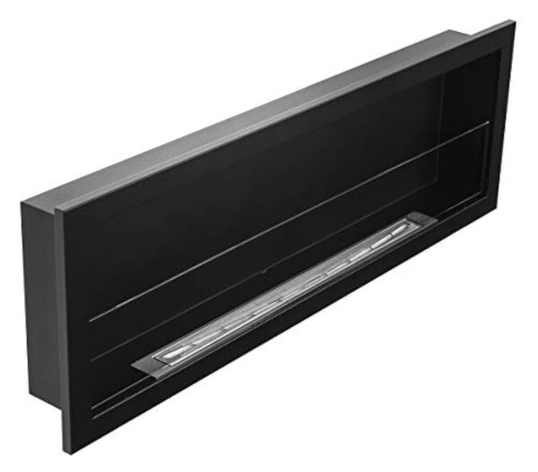 Bio cheminée noir mat S-Line 3D 120x40cm. Cheminée au bioéthanol 1200 mm à monter dans une ouverture murale. Biocheminée avec verre. Cheminée bio éthanol avec brûleur de 80 cm. – Image 6