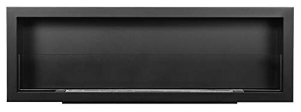 Bio cheminée noir mat S-Line 3D 120x40cm. Cheminée au bioéthanol 1200 mm à monter dans une ouverture murale. Biocheminée avec verre. Cheminée bio éthanol avec brûleur de 80 cm. – Image 7