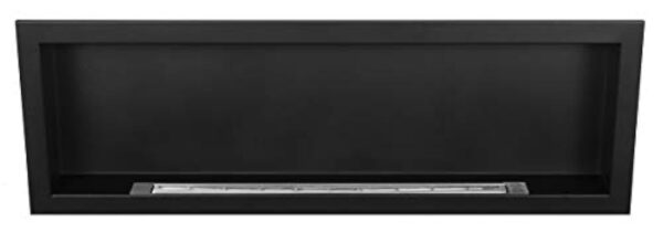 Bio cheminée noir S-Line 3D 120x40cm. Cheminée bio éthanol murale 1200x400mm noire mat. Une biocheminée à monter dans une ouverture murale. Cheminée au bioéthanol sans verre. – Image 7