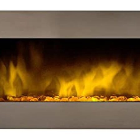 Chemin’Arte - Cheminée Électrique Murale Pure INOX XXL - Conçue en France - 120 x 13 x 52 cm - Garantie 2 Ans