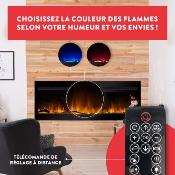 Chemin’Arte - Cheminée Électrique Encastrable Élysée XXL - Conçue en France - 122 x 17 x 45 cm - Garantie 2 Ans – Image 4
