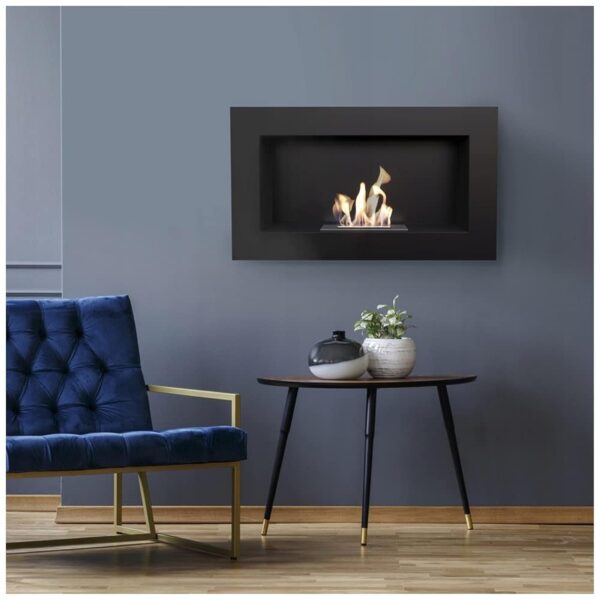 Cheminée Bio KRATKI cheminée Murale décorative Golf Noir 374mm x 648mm TÜV - Homologuée Rhénanie – Image 3