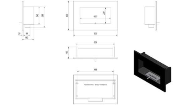 Cheminée Bio KRATKI Delta | 400x600mm | Conteneur de 0,2 L | Noir | sans vitrage | Cheminée Murale à l'éthanol | Idéal pour la Maison, Le Salon ou la Chambre | Testé par Le TÜV - Rhénanie – Image 7