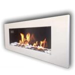 Cheminée à l'éthanol Gel Cheminée Cheminée murale modèle MONACO XXL brillant + GRATIS 24 pierres de décoration