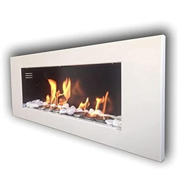 Cheminée à l'éthanol Gel Cheminée Cheminée murale modèle MONACO XXL brillant + GRATIS 24 pierres de décoration – Image 2