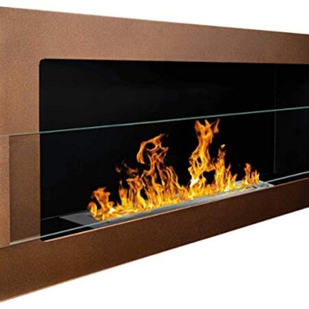 Cheminée au bioéthanol bio 900 x 400 mm Cheminée murale en gel marron foncé/bronze mat + vitre en verre + support (certifié TÜV - Rheinland)