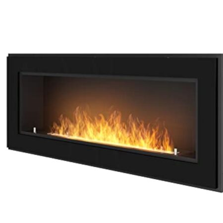 Cheminée au bioéthanol, rame120 avec verre de protection 1200 mm x 490 mm, noir semi-mat.