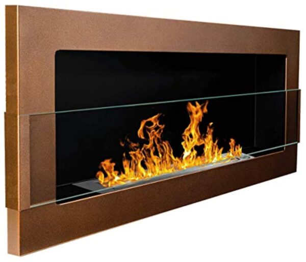 Cheminée au bioéthanol bio 900 x 400 mm Cheminée murale en gel marron foncé/bronze mat + vitre en verre + support (certifié TÜV - Rheinland) – Image 2