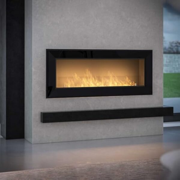 Cheminée au bioéthanol, rame120 avec verre de protection 1200 mm x 490 mm, noir semi-mat. – Image 3