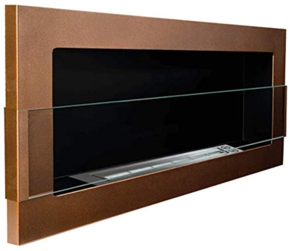 Cheminée au bioéthanol bio 900 x 400 mm Cheminée murale en gel marron foncé/bronze mat + vitre en verre + support (certifié TÜV - Rheinland) – Image 3