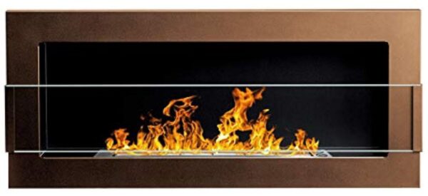 Cheminée au bioéthanol bio 900 x 400 mm Cheminée murale en gel marron foncé/bronze mat + vitre en verre + support (certifié TÜV - Rheinland) – Image 4