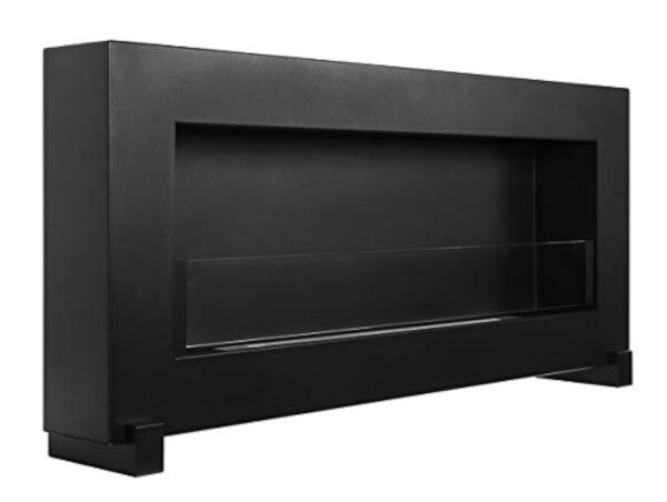 Cheminée au bioéthanol sur pied 90 x 40 cm avec panneau en verre Noir 900 x 400 mm – Image 4