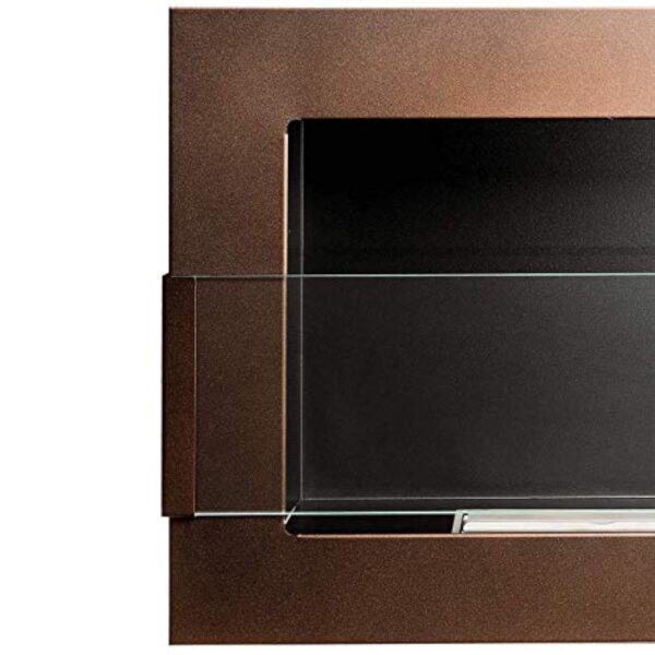 Cheminée au bioéthanol bio 900 x 400 mm Cheminée murale en gel marron foncé/bronze mat + vitre en verre + support (certifié TÜV - Rheinland) – Image 6