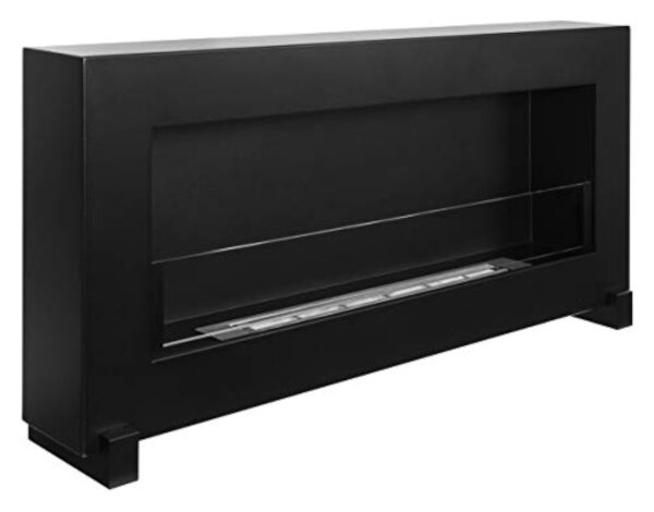 Cheminée au bioéthanol sur pied 90 x 40 cm avec panneau en verre Noir 900 x 400 mm – Image 7