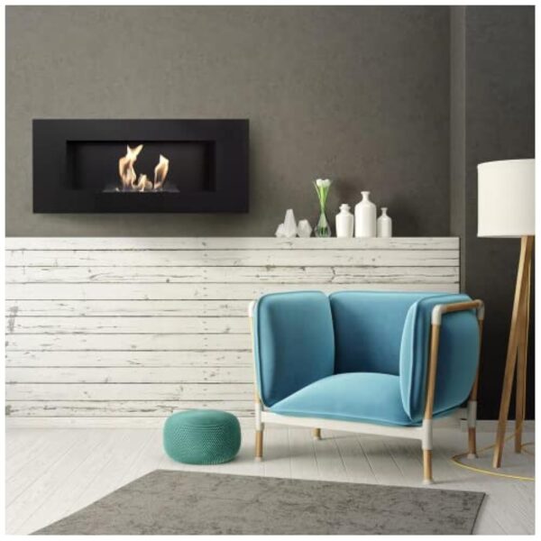 Cheminée bio KRATKI DELTA2 | 400 x 900 cm | Conteneur de 0,5 L | Noir | sans vitrage | Cheminée éthanol murale | Idéal pour la maison, le salon ou la chambre | Testé TÜV - Rhénanie – Image 3
