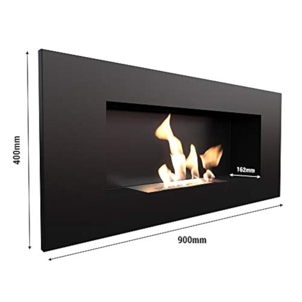 Cheminée bio KRATKI DELTA2 | 400 x 900 cm | Conteneur de 0,5 L | Noir | sans vitrage | Cheminée éthanol murale | Idéal pour la maison, le salon ou la chambre | Testé TÜV - Rhénanie – Image 5