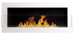 Cheminée murale bio-éthanol bio - 900 x 400 mm - Blanc brillant - Avec verre et certificat TÜV.