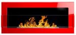 Cheminée murale bio-éthanol bio - 900 x 400 mm - Rouge brillant avec verre - Certifié TÜV
