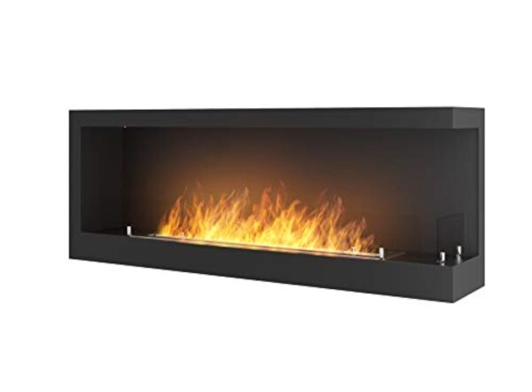 Cheminée murale d'angle encastrée au bioéthanol avec verre de protection inclus Cadre en acier inoxydable noir semi-mat (120 cm à droite) – Image 2