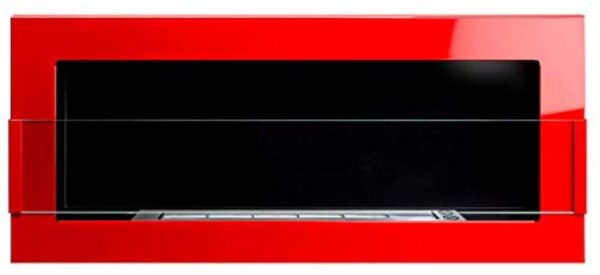 Cheminée murale bio-éthanol bio - 900 x 400 mm - Rouge brillant avec verre - Certifié TÜV – Image 3