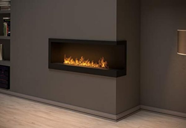 Cheminée murale d'angle encastrée au bioéthanol avec verre de protection inclus Cadre en acier inoxydable noir semi-mat (120 cm à droite) – Image 3