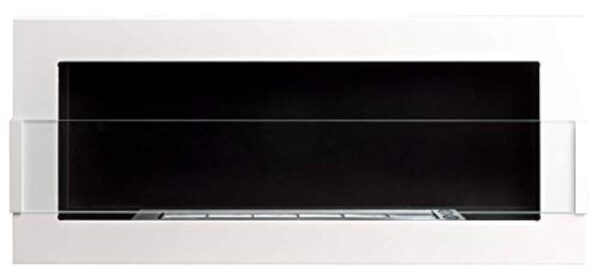 Cheminée murale bio-éthanol bio - 900 x 400 mm - Blanc brillant - Avec verre et certificat TÜV. – Image 3