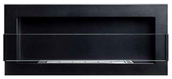 Cheminée murale au bio-éthanol - Noir mat - 900 x 400 mm - Avec vitre en verre et support inclus – Image 4