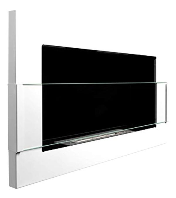 Cheminée murale bio-éthanol 650 x 400 mm - En céramique blanche brillante avec verre et certificat TÜV. – Image 5