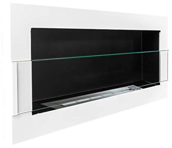 Cheminée murale bio-éthanol bio - 900 x 400 mm - Blanc brillant - Avec verre et certificat TÜV. – Image 5