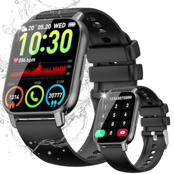 Csasan Montre Connectée Homme Femme avec Appel Bluetooth, 1.85" Smartwatch avec 112 Modes de Sport/Podometre/Cardiofrequencemetre, Montre Intelligente avec Etanche IP68 pour Android iOS – Image 2