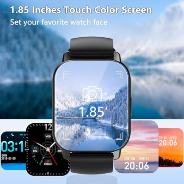 Csasan Montre Connectée Homme Femme avec Appel Bluetooth, 1.85" Smartwatch avec 112 Modes de Sport/Podometre/Cardiofrequencemetre, Montre Intelligente avec Etanche IP68 pour Android iOS – Image 4