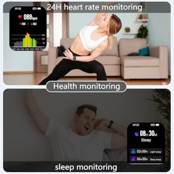 Csasan Montre Connectée Homme Femme avec Appel Bluetooth, 1.85" Smartwatch avec 112 Modes de Sport/Podometre/Cardiofrequencemetre, Montre Intelligente avec Etanche IP68 pour Android iOS – Image 7