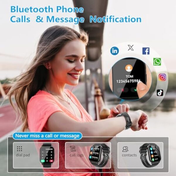 Csasan Montre Intelligente Connectée Homme Femme avec Appel Bluetooth, 1.85" HD Smartwatch avec 112 Modes Sportifs/Fréquence Cardiaque/Podometre/Moniteur Sommeil, Etanche IP68 pour Android iOS – Image 3