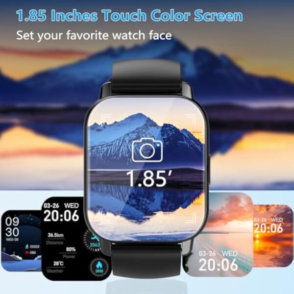 Csasan Montre Intelligente Connectée Homme Femme avec Appel Bluetooth, 1.85" HD Smartwatch avec 112 Modes Sportifs/Fréquence Cardiaque/Podometre/Moniteur Sommeil, Etanche IP68 pour Android iOS – Image 4