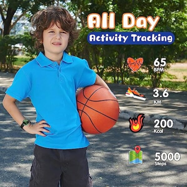 DIGEEHOT Montre Connectée Intelligente Enfant Fille Garçon, Smartwatch IP68 Etanche Trackers d'activité Modes Sportifs, Podomètre, Cardiofréquencemètre, Moniteur de Sommeil(Noir) – Image 5