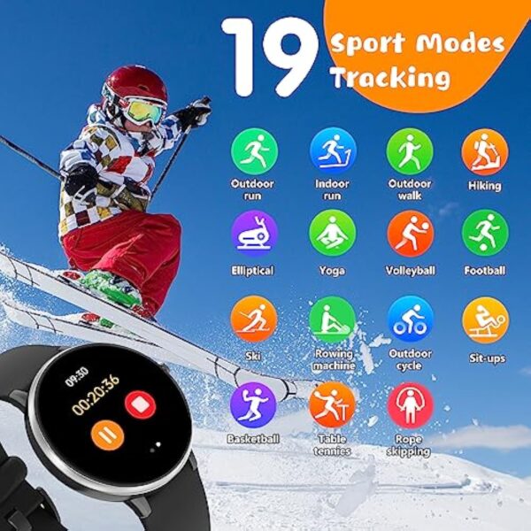 DIGEEHOT Montre Connectée Intelligente Enfant Fille Garçon, Smartwatch IP68 Etanche Trackers d'activité Modes Sportifs, Podomètre, Cardiofréquencemètre, Moniteur de Sommeil(Noir) – Image 6