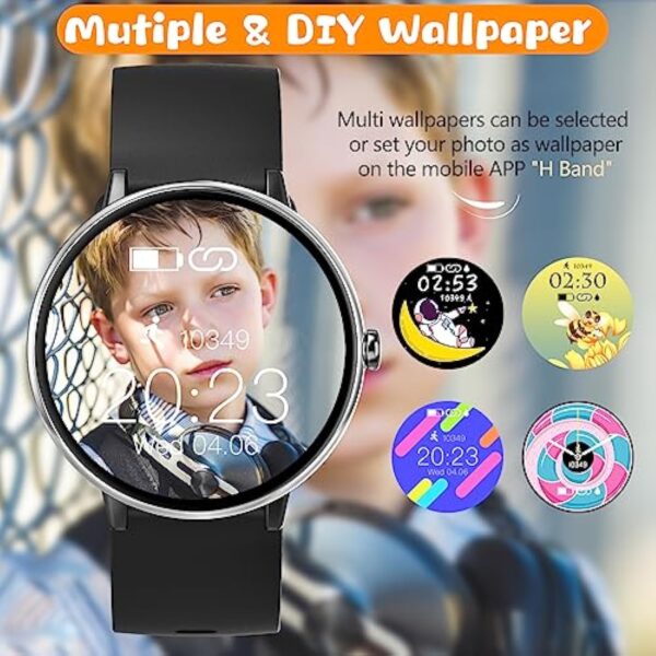 DIGEEHOT Montre Connectée Intelligente Enfant Fille Garçon, Smartwatch IP68 Etanche Trackers d'activité Modes Sportifs, Podomètre, Cardiofréquencemètre, Moniteur de Sommeil(Noir) – Image 7